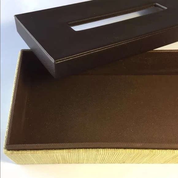 New Decorative HandWoven Abaca Straw Tissue Box With Faux Leather Beige Brown - Picture 6 of 8